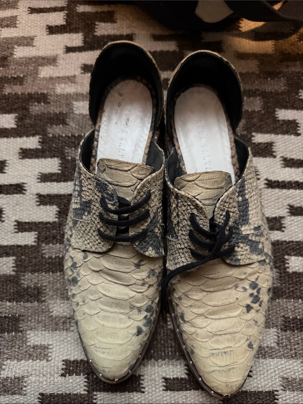 Freda Salvador Snake-Print Lace-Up Oxfords size 9.5